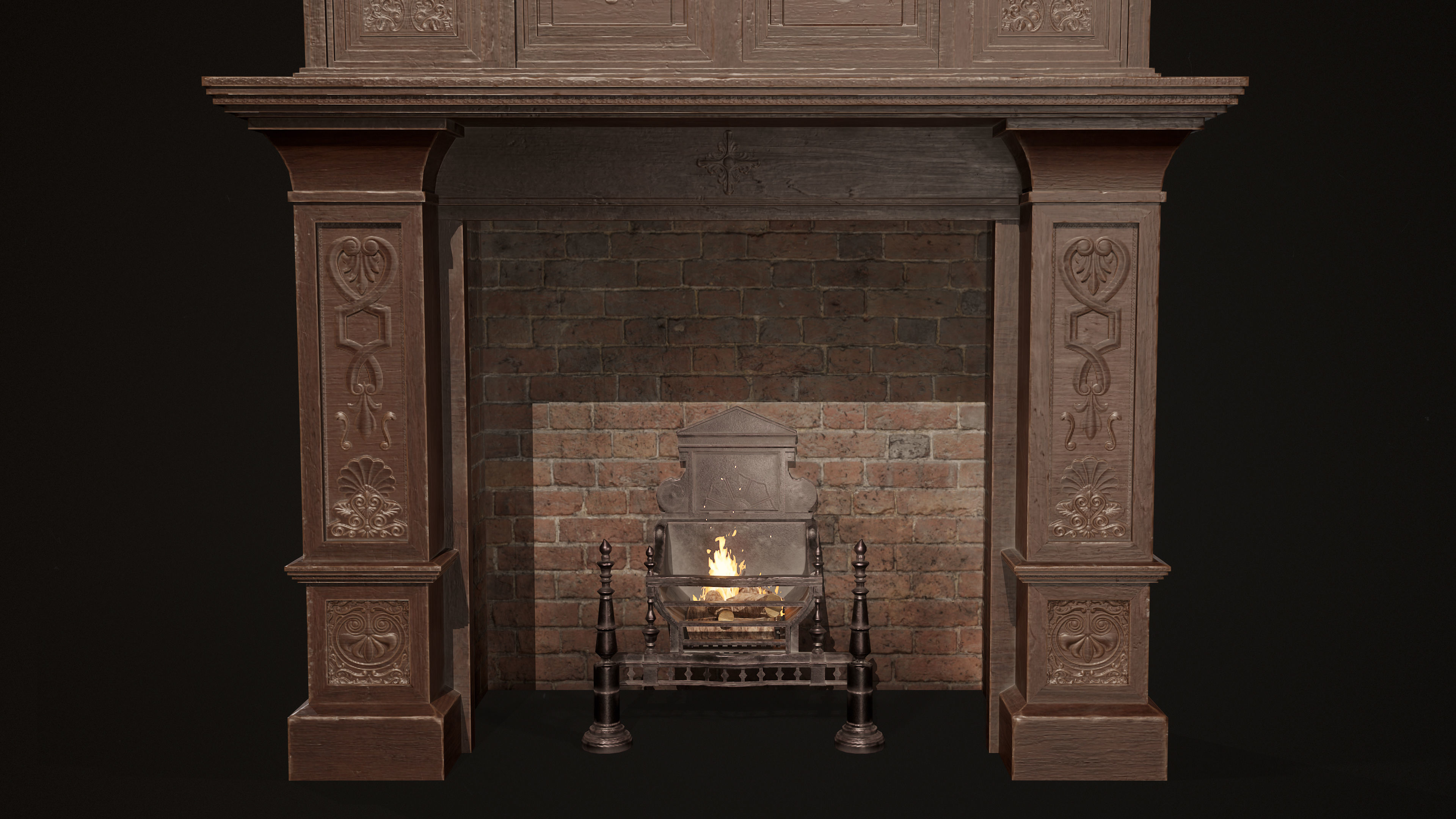 Victorian Fireplace Low-poly 3D model_4