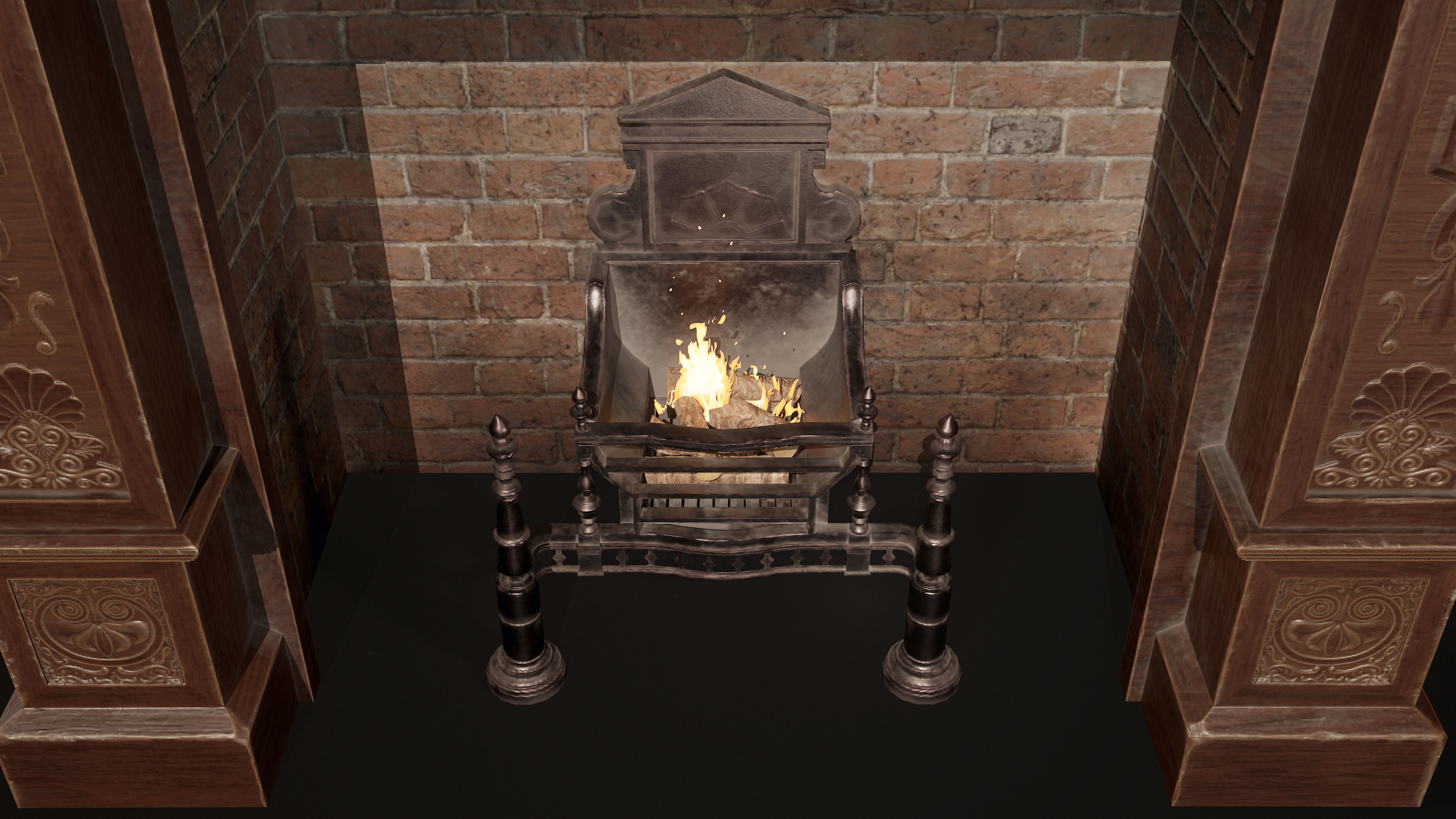 Victorian Fireplace Low-poly 3D model_7