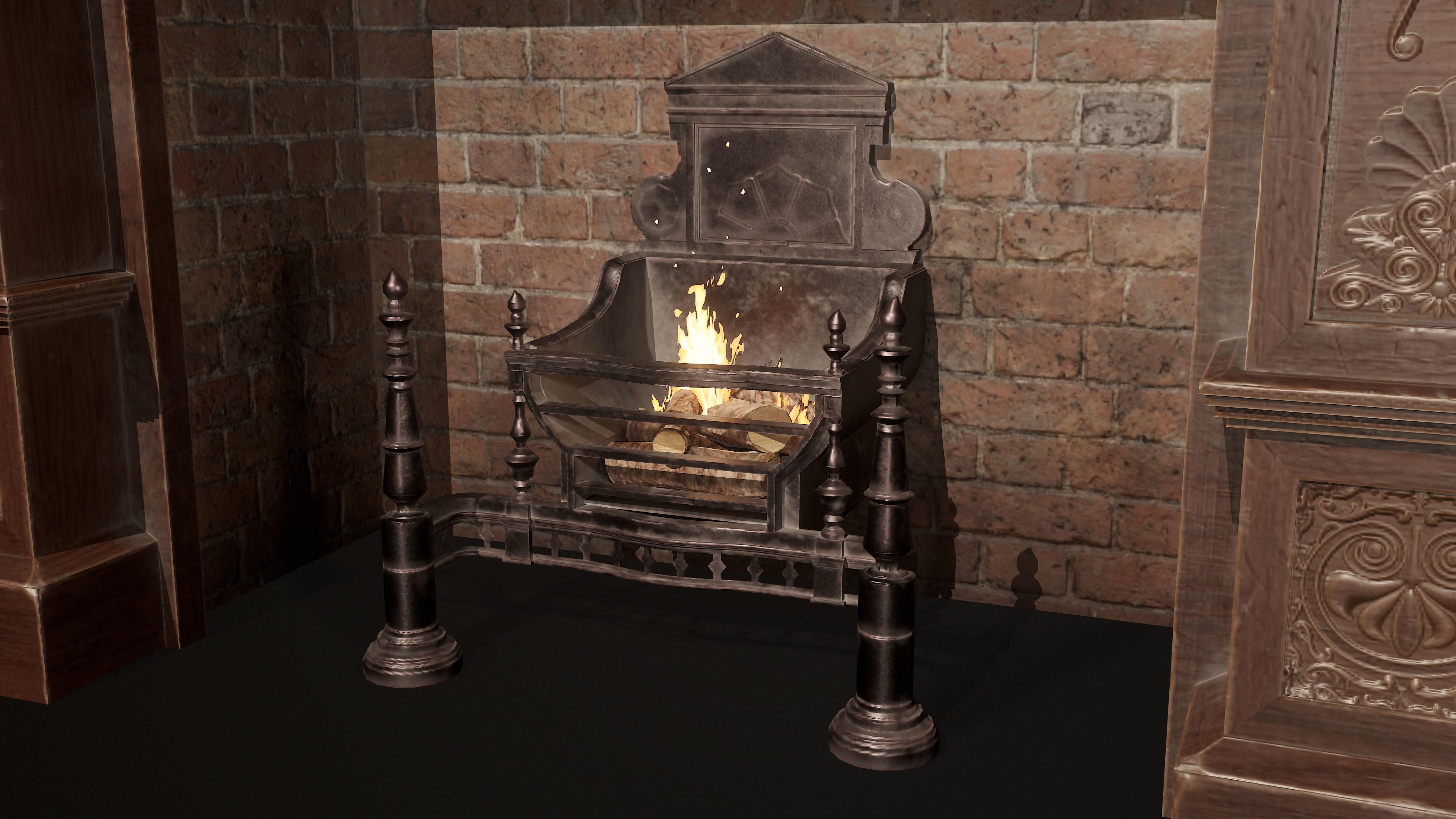 Victorian Fireplace Low-poly 3D model_6