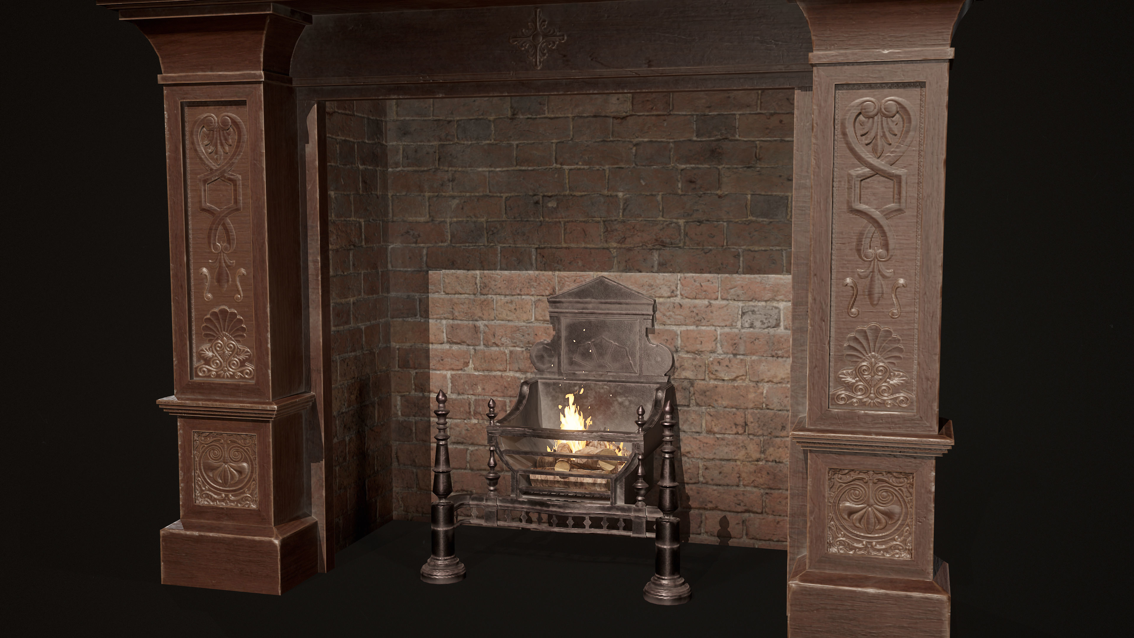Victorian Fireplace Low-poly 3D model_5