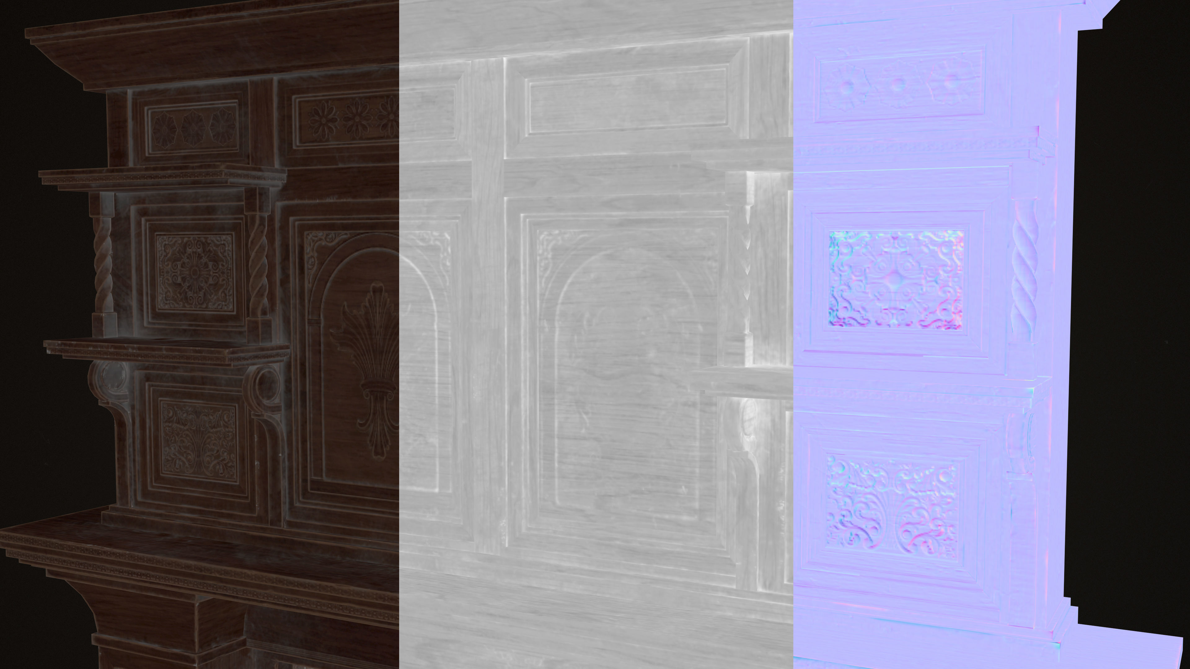 Victorian Fireplace Low-poly 3D model_13