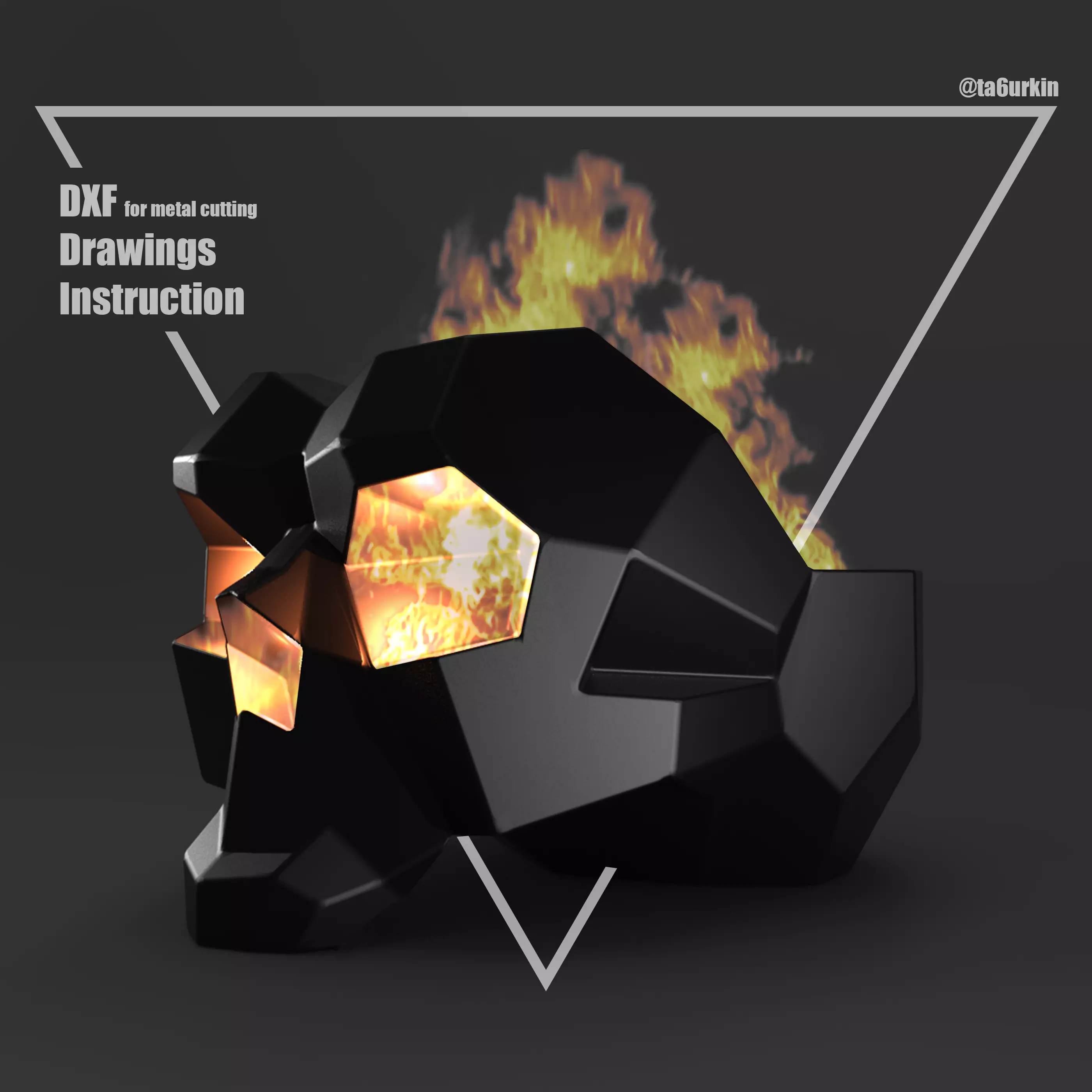 Welding Project Plans Drawings Skull Fire Pit DXF PDF 3D model_0