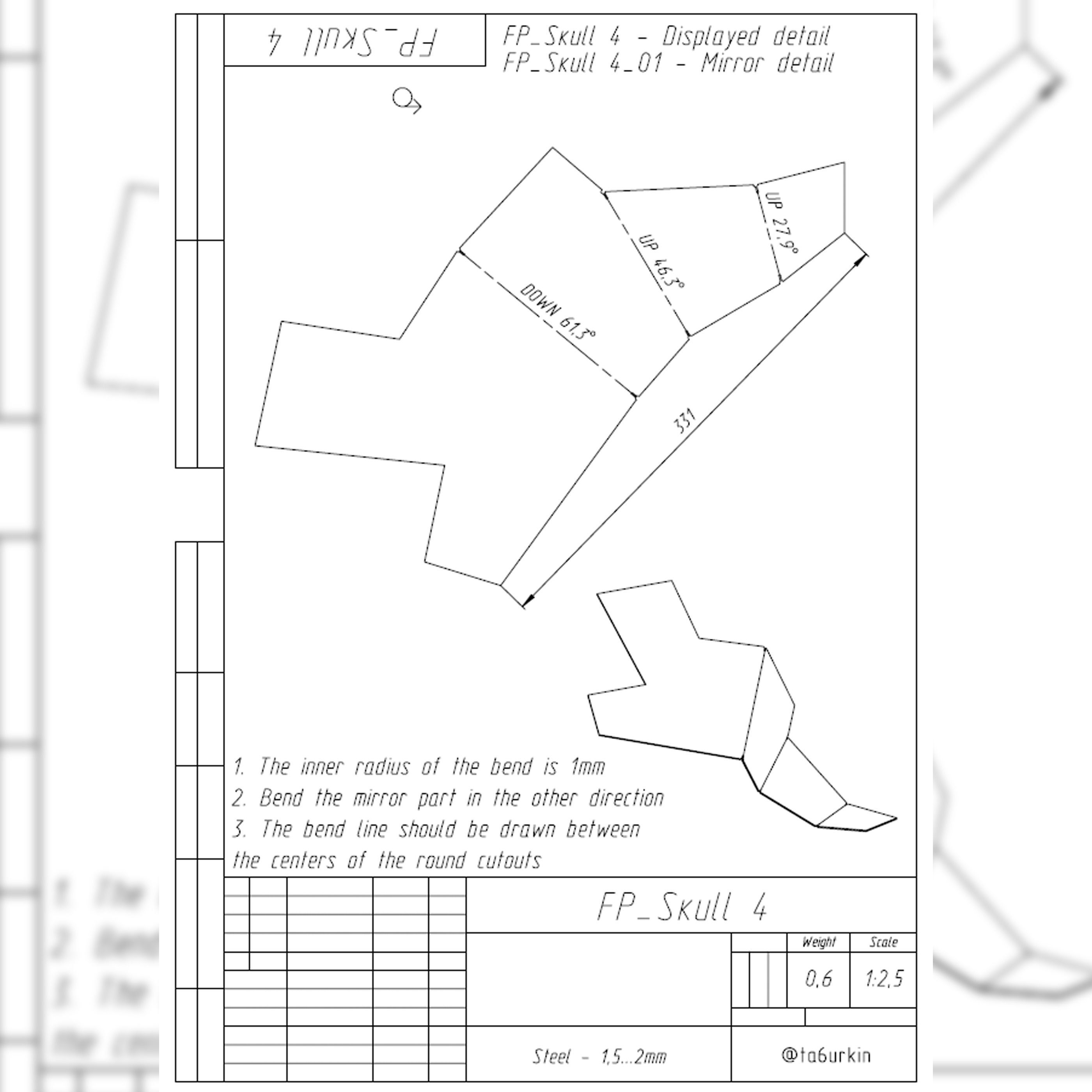 Welding Project Plans Drawings Skull Fire Pit DXF PDF 3D model_7