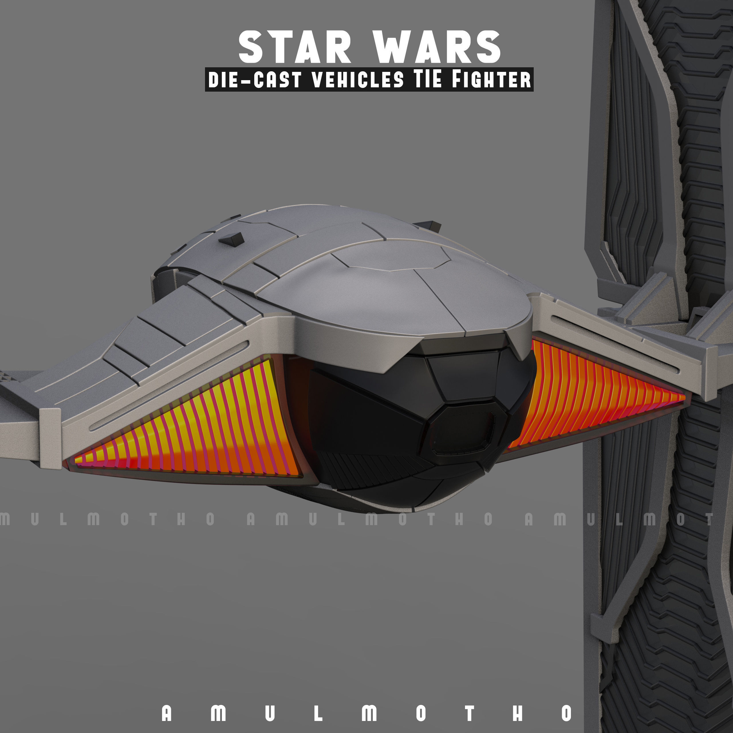 STAR WARS DIE CAST VEHICLES TIE FIGHTER 3d printables 3D print model_8