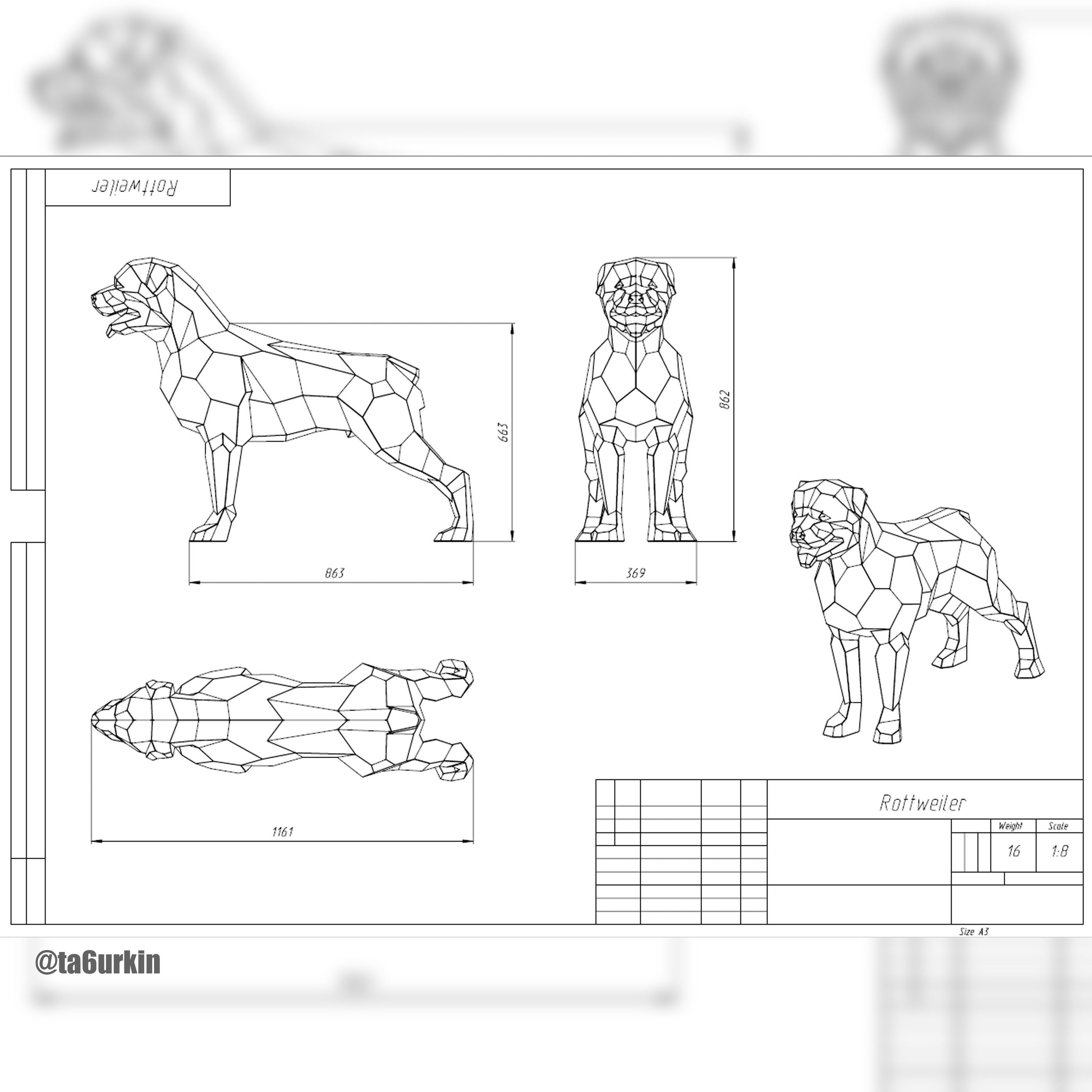 Welding Project Plans Drawings Rottweiler DXF PDF 3D model_9