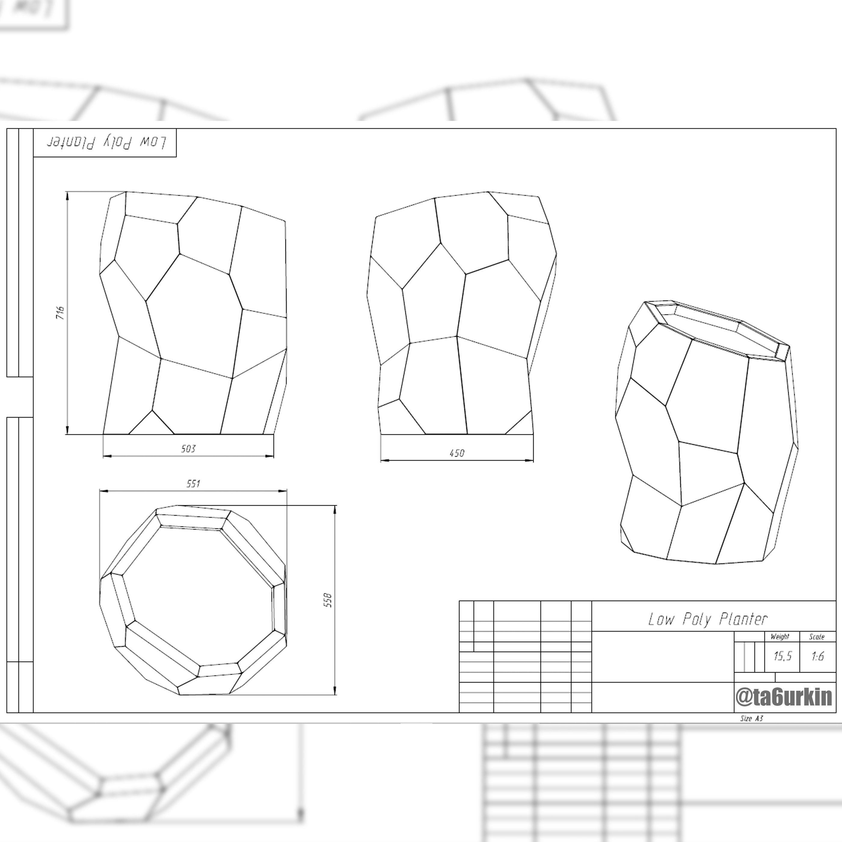 Welding Project Plans Drawings Rock Planter DXF PDF 3D model_7