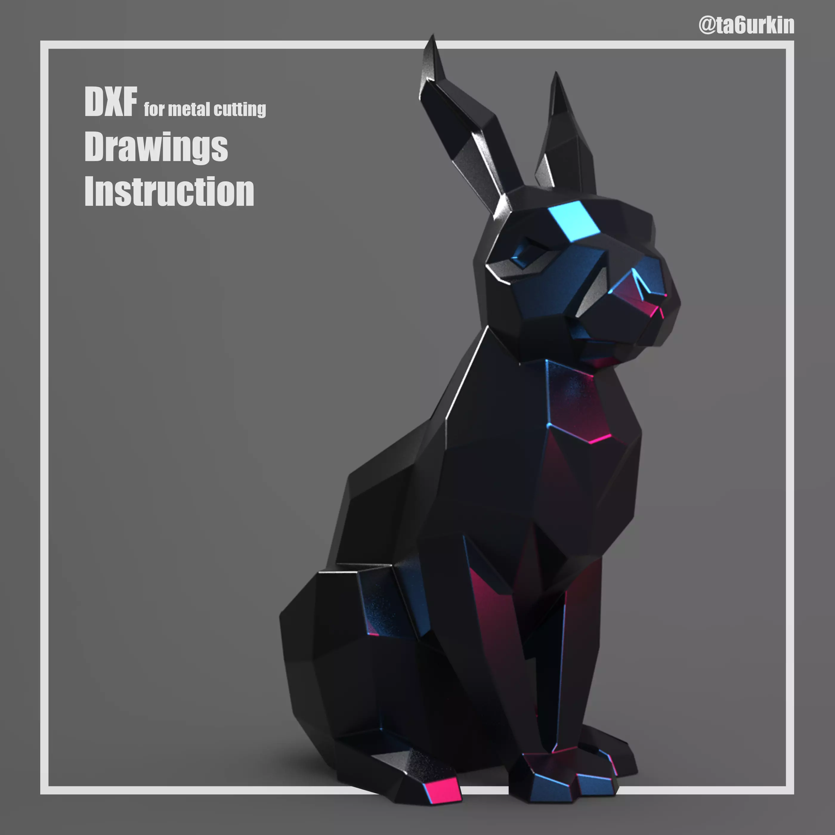 Welding Project Plans Drawings Sitting Rabbit DXF PDF 3D model_0