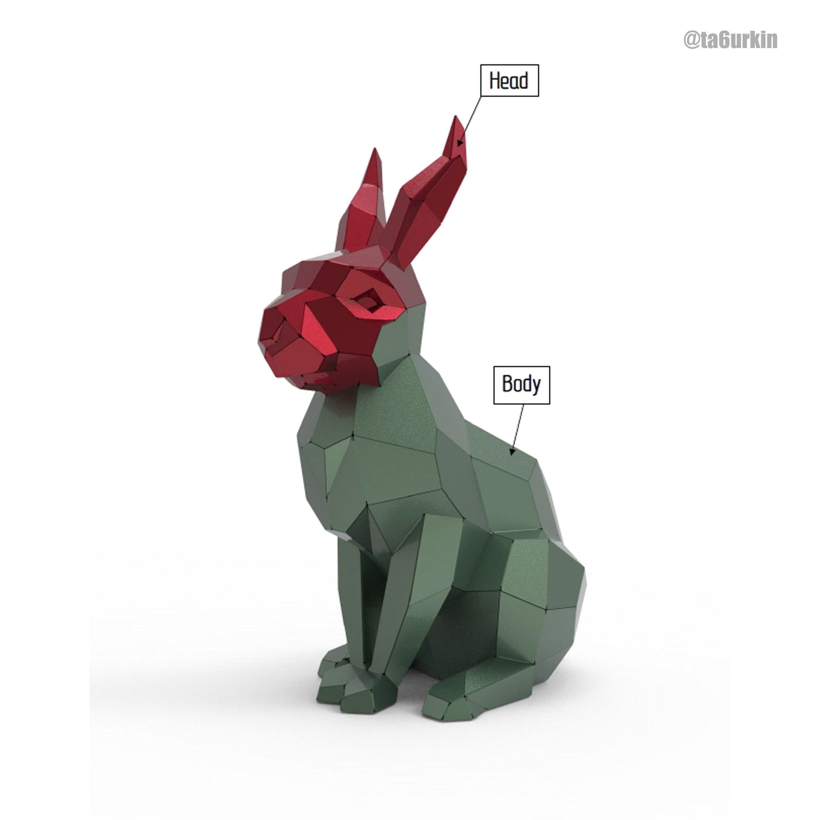 Welding Project Plans Drawings Sitting Rabbit DXF PDF 3D model_4