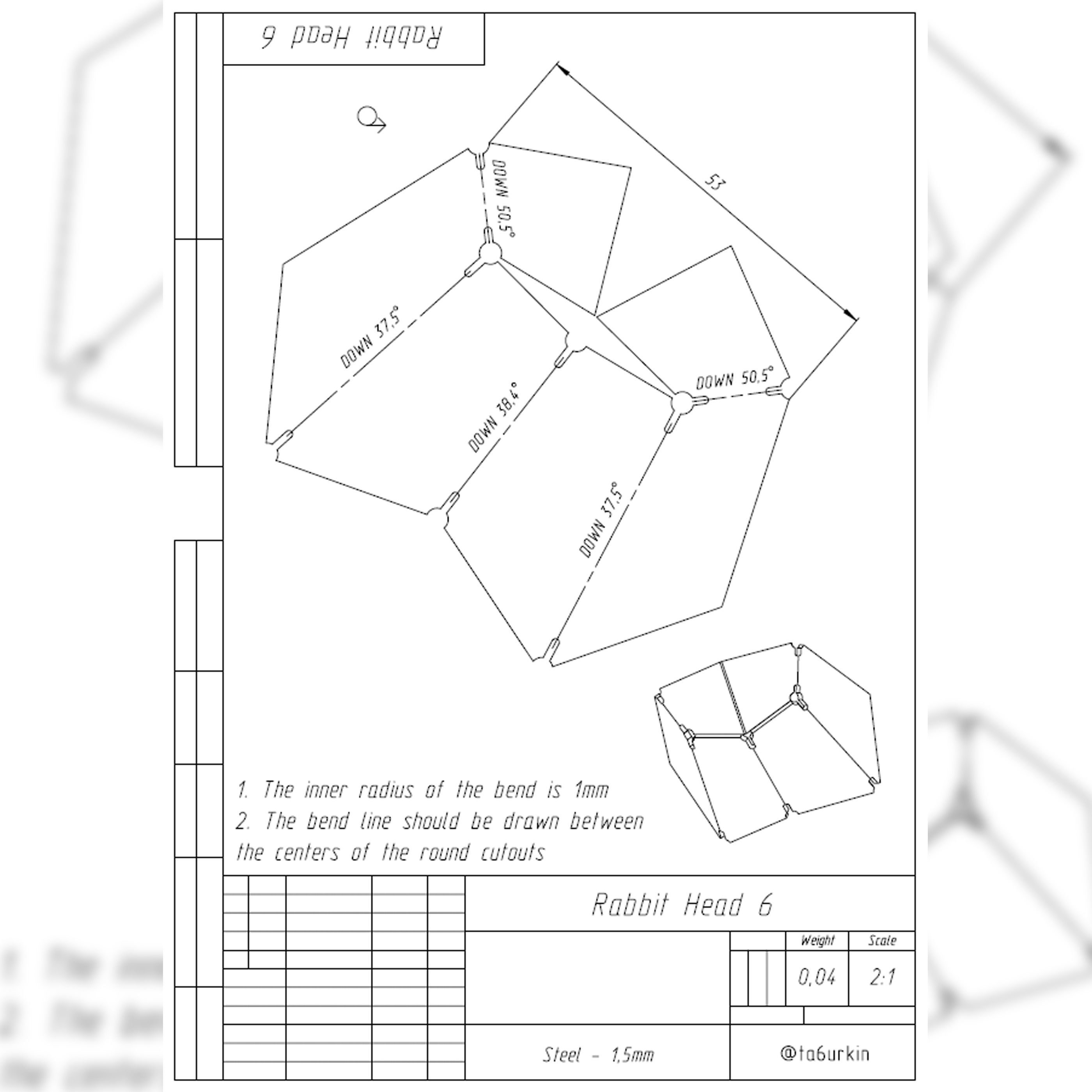 Welding Project Plans Drawings Sitting Rabbit DXF PDF 3D model_6