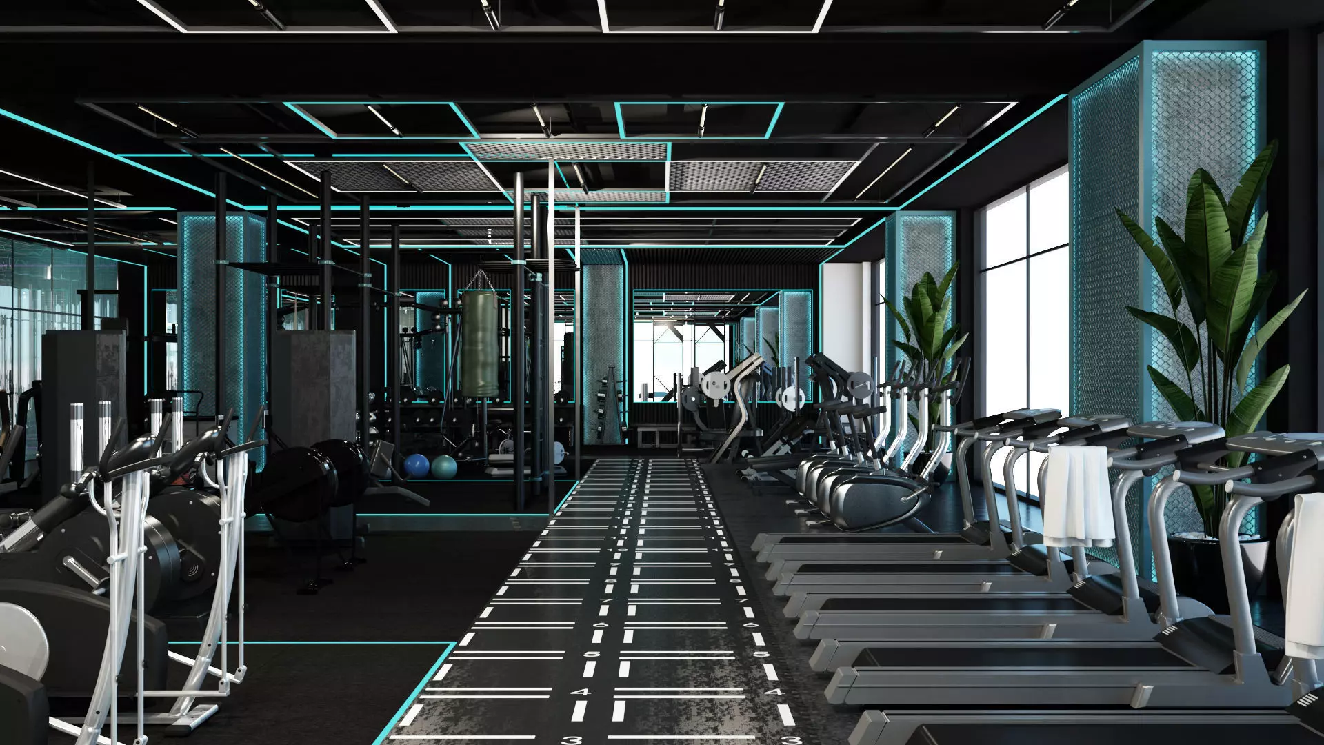 Gym Interior Scene 3D Model  3D model_0