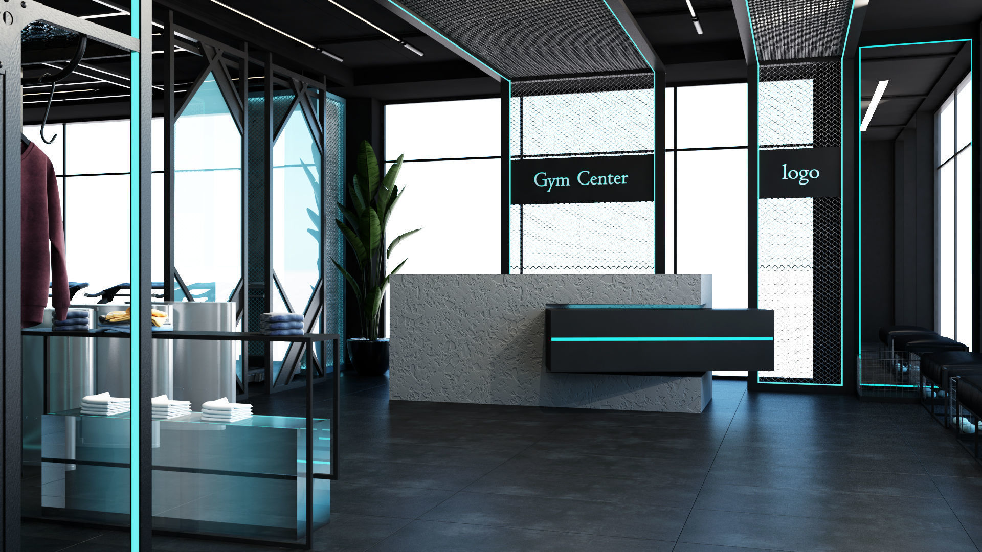 Gym Interior Scene 3D Model  3D model_3