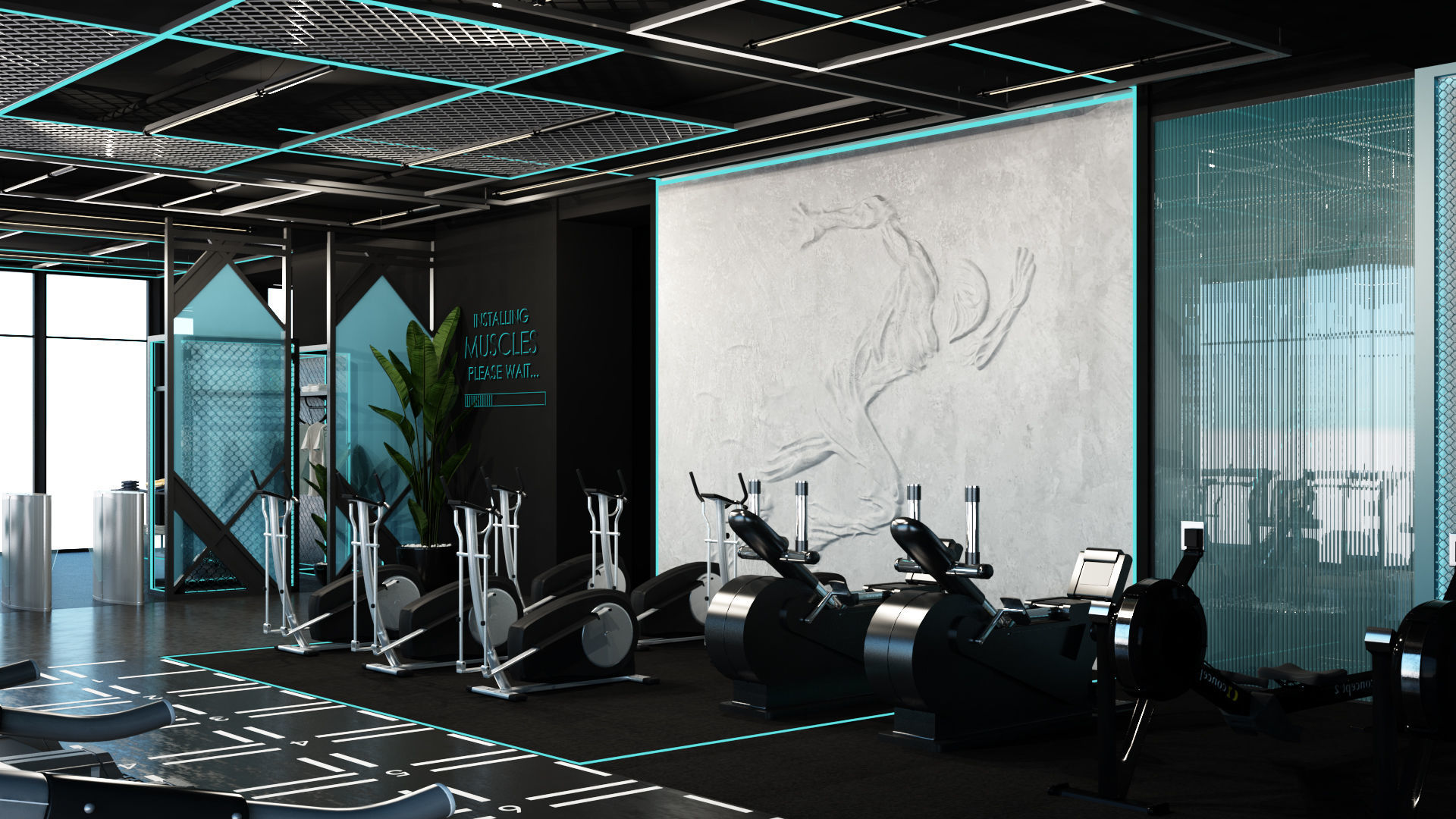 Gym Interior Scene 3D Model  3D model_2
