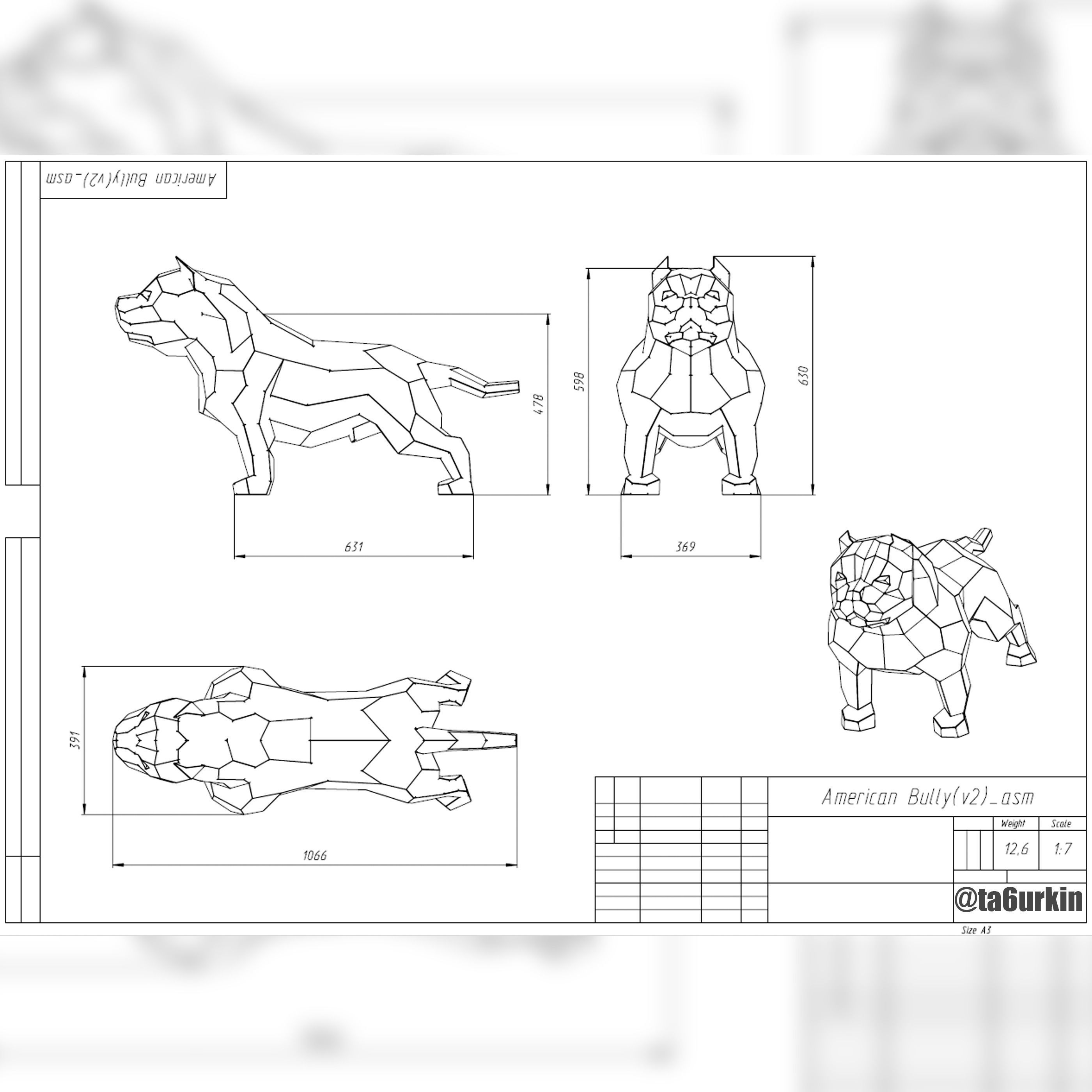 Welding Project Plans Drawings American Bully v2 DXF PDF 3D model_7