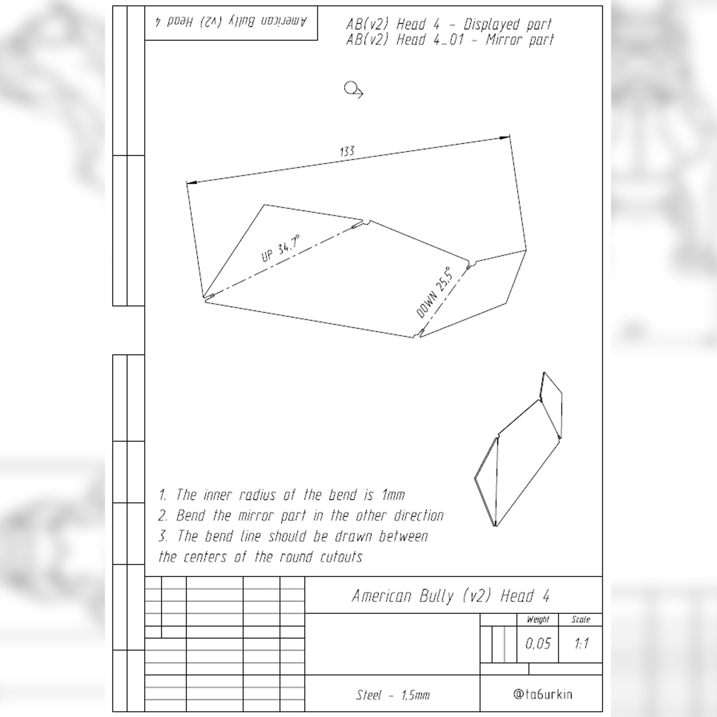 Welding Project Plans Drawings American Bully v2 DXF PDF 3D model_6