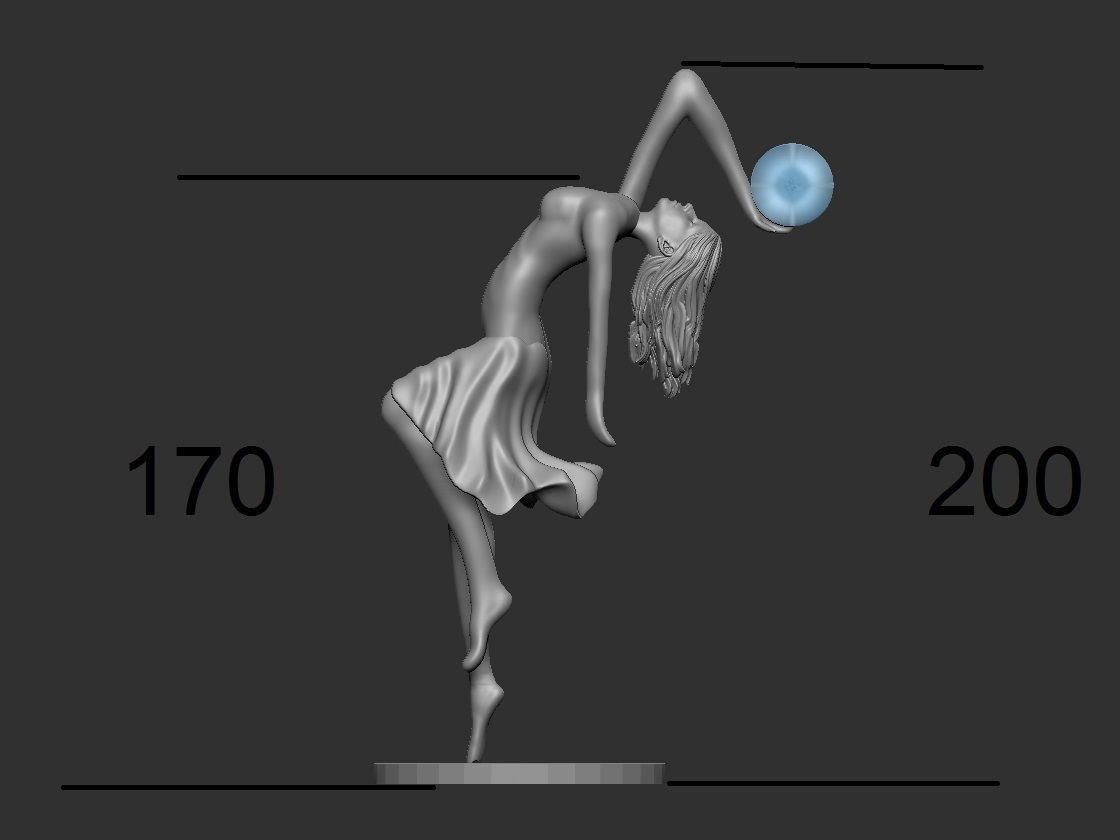 Ballet dancer statue lamp 3D print model_9