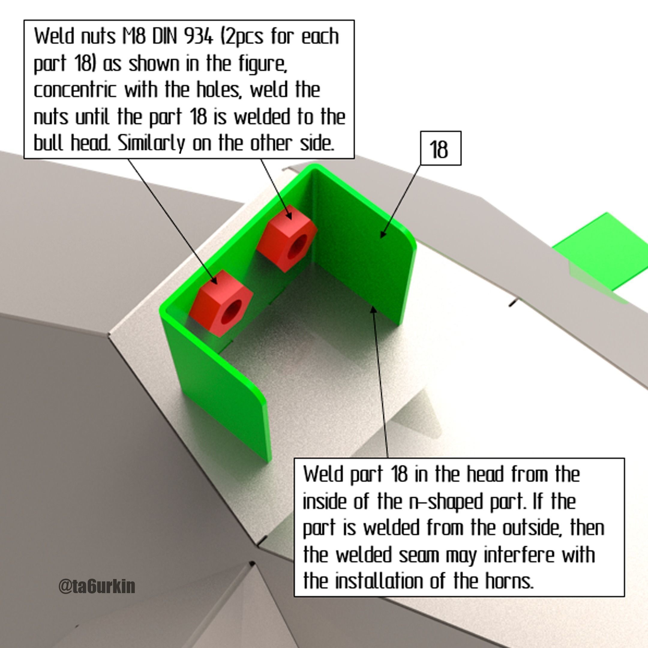 Welding Project Plans Drawings Bull Head v2 DXF PDF 3D model_6