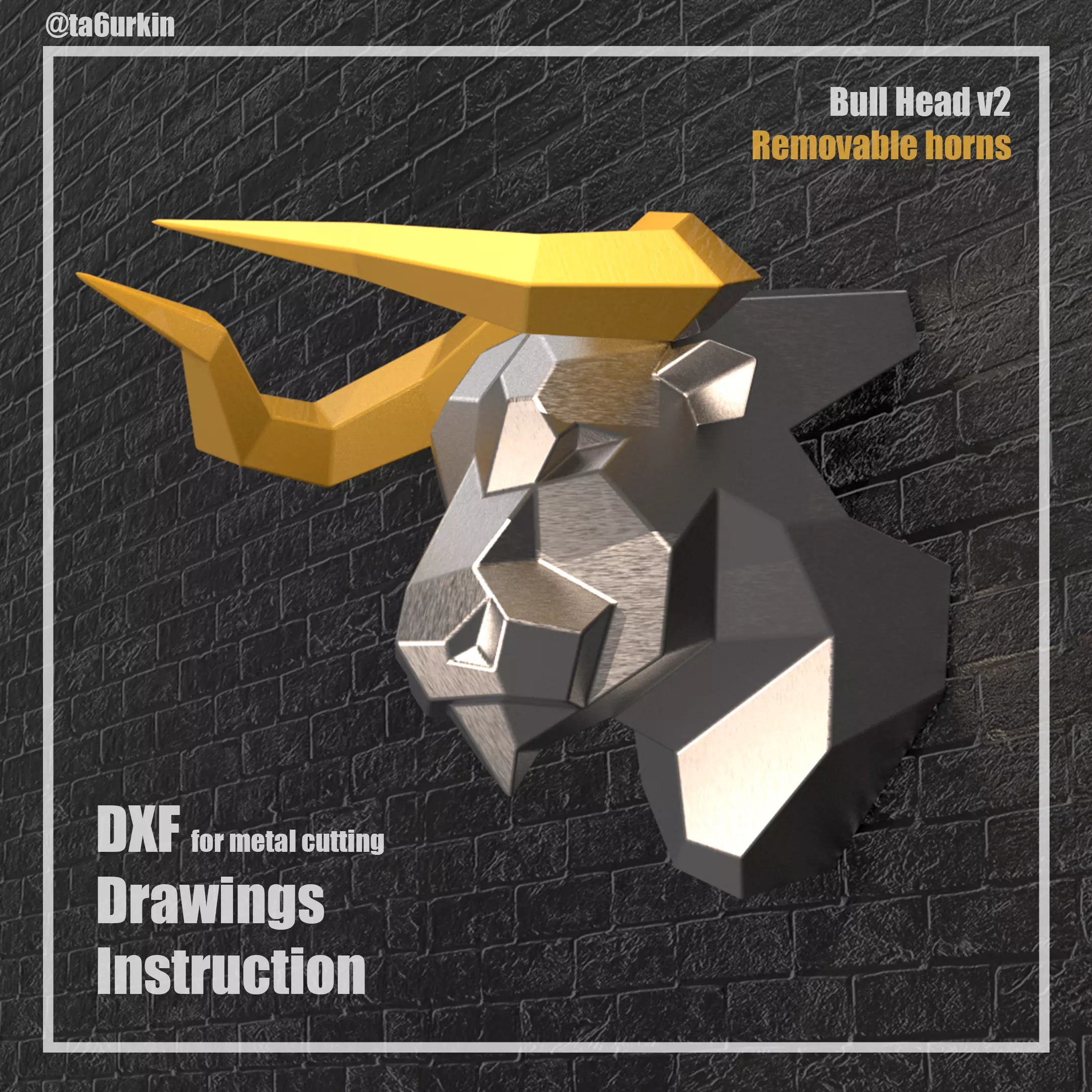 Welding Project Plans Drawings Bull Head v2 DXF PDF 3D model_0