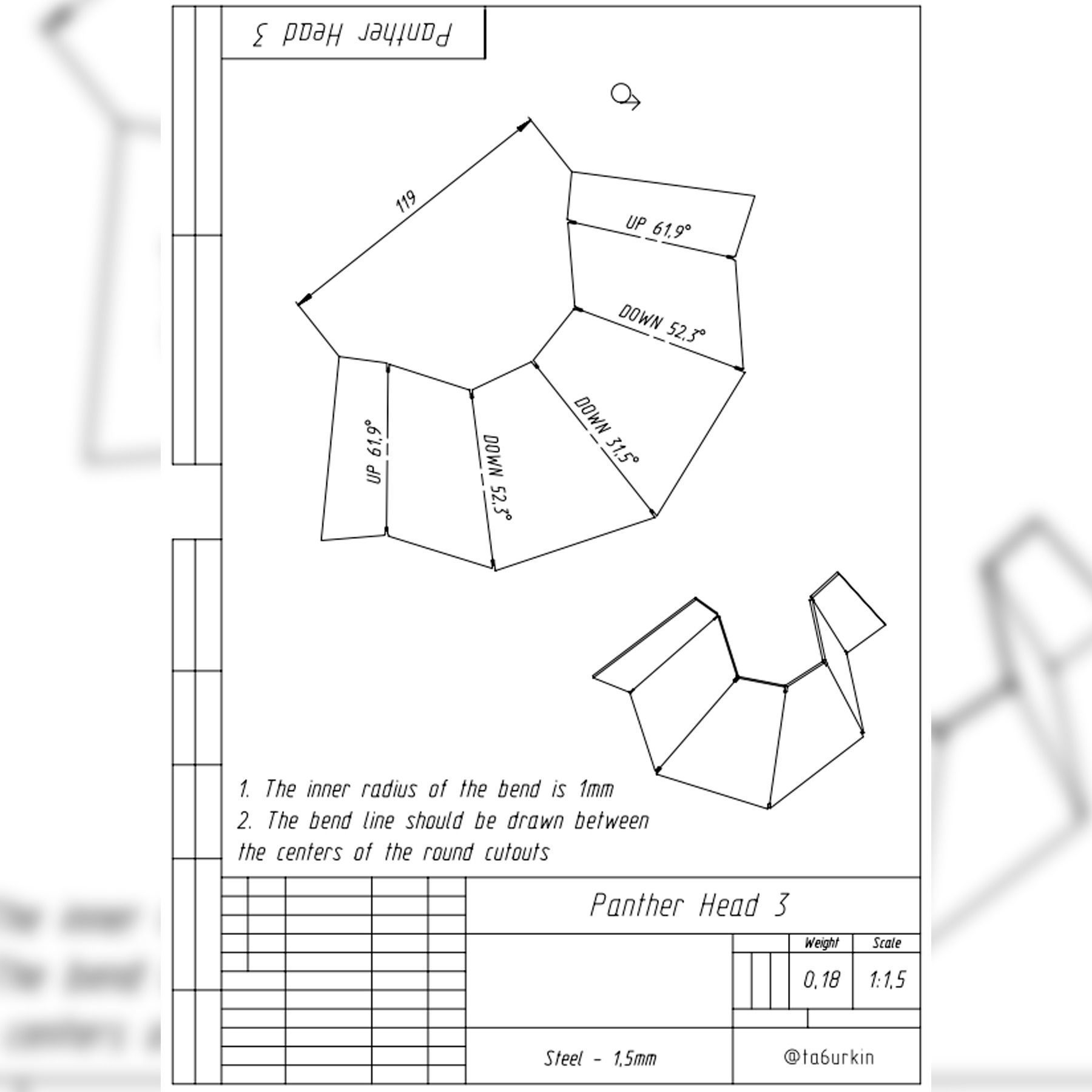 Welding Project Plans Drawings Panther DXF PDF 3D model_11