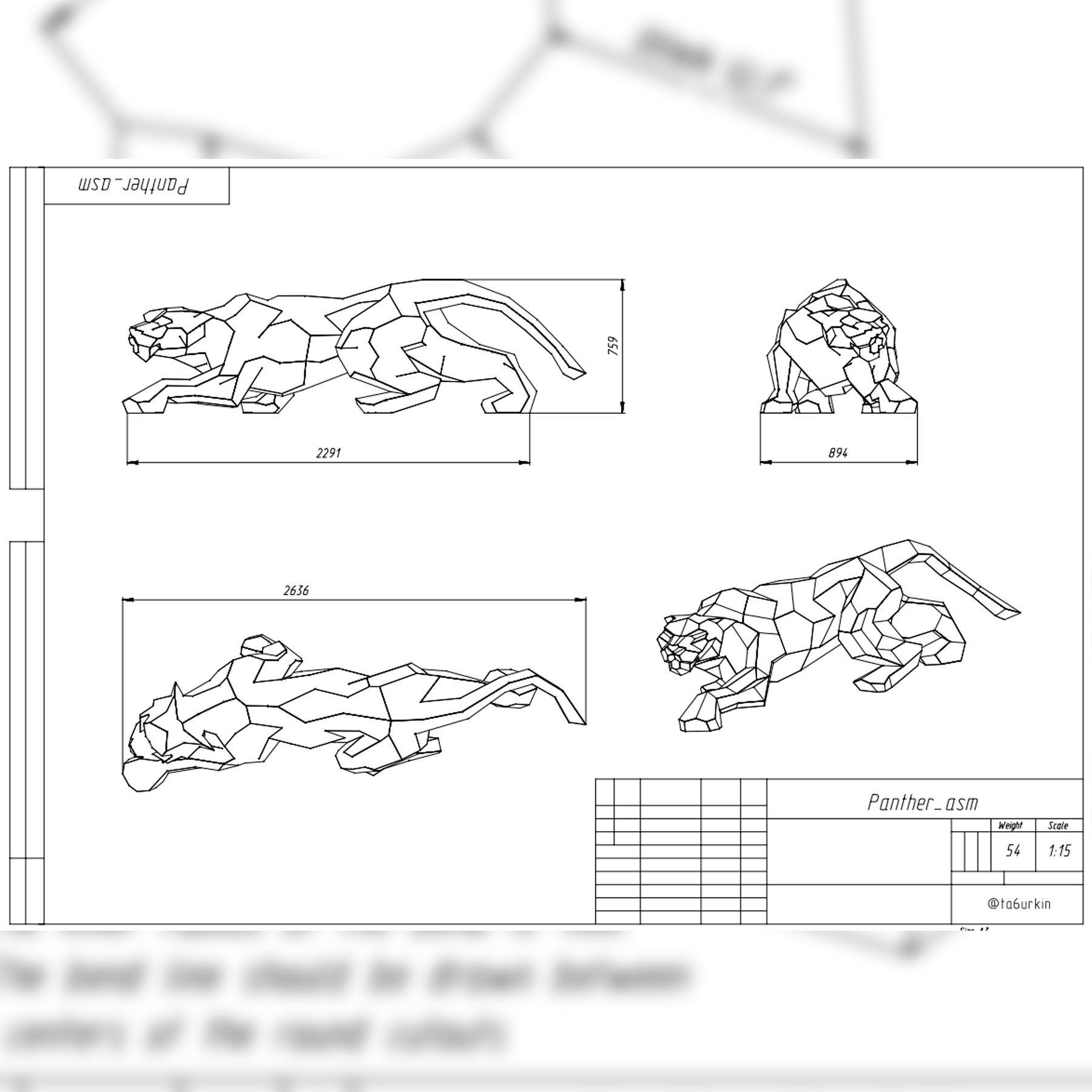 Welding Project Plans Drawings Panther DXF PDF 3D model_12