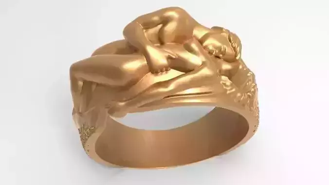 Man N Woman Tender Kiss Ring A Symbol of Love and Affection 3D print model
