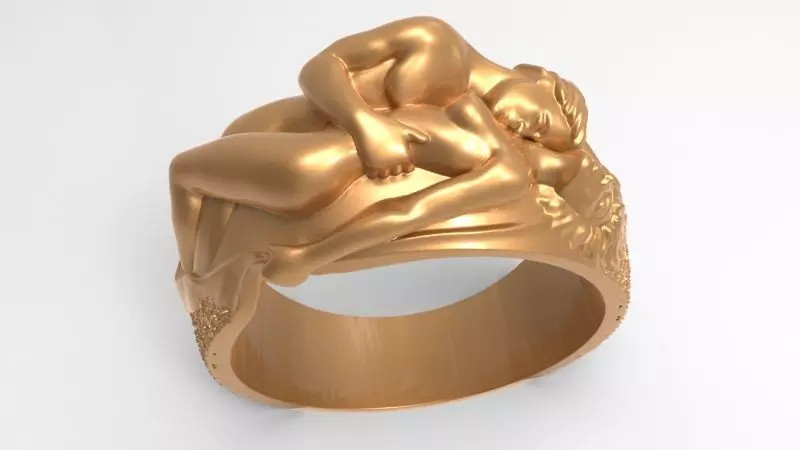 Man N Woman Tender Kiss Ring A Symbol of Love and Affection 3D print model_0