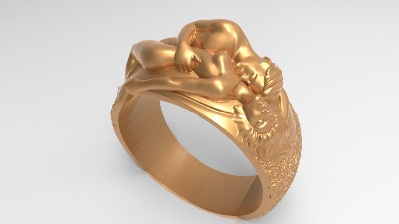 Man N Woman Tender Kiss Ring A Symbol of Love and Affection 3D print model_8