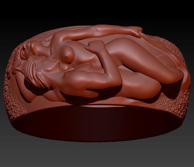 Man N Woman Tender Kiss Ring A Symbol of Love and Affection 3D print model_7