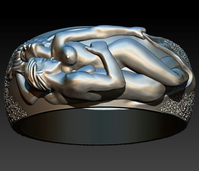 Man N Woman Tender Kiss Ring A Symbol of Love and Affection 3D print model_3