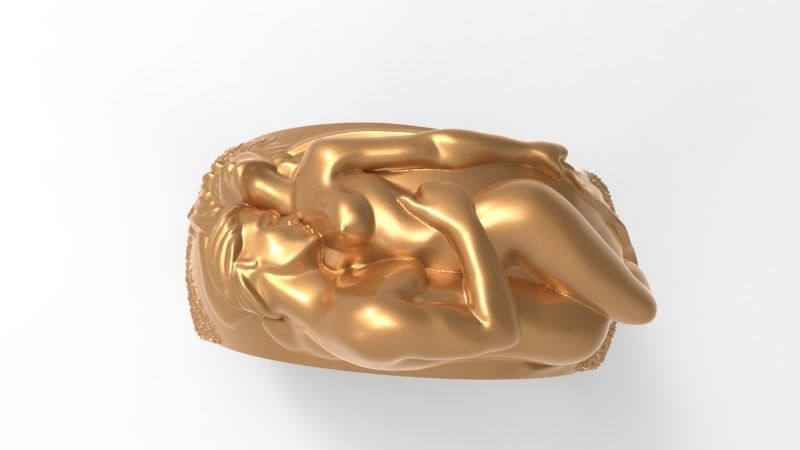 Man N Woman Tender Kiss Ring A Symbol of Love and Affection 3D print model_5