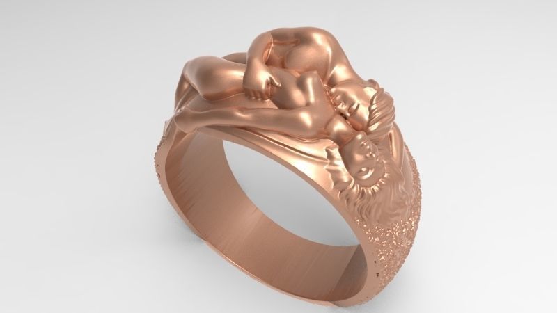 Man N Woman Tender Kiss Ring A Symbol of Love and Affection 3D print model_1