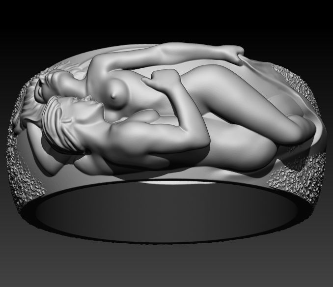 Man N Woman Tender Kiss Ring A Symbol of Love and Affection 3D print model_10