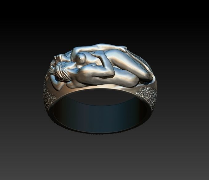 Man N Woman Tender Kiss Ring A Symbol of Love and Affection 3D print model_20