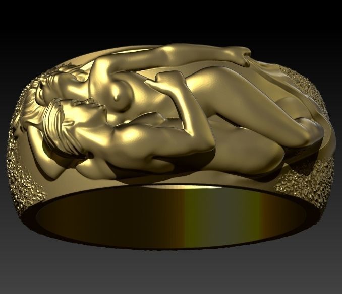 Man N Woman Tender Kiss Ring A Symbol of Love and Affection 3D print model_2