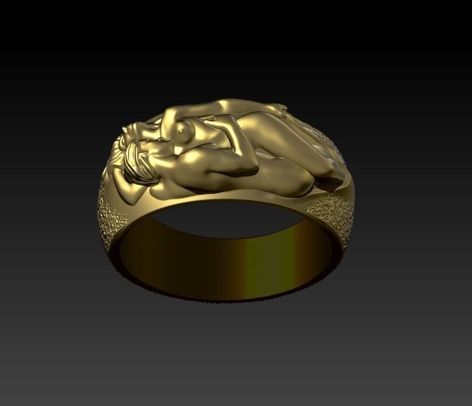 Man N Woman Tender Kiss Ring A Symbol of Love and Affection 3D print model_14