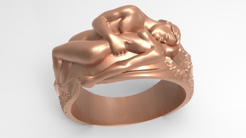 Man N Woman Tender Kiss Ring A Symbol of Love and Affection 3D print model_4