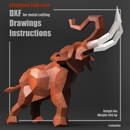 Welding Project Plans Drawings Elephant DXF PDF 3D model