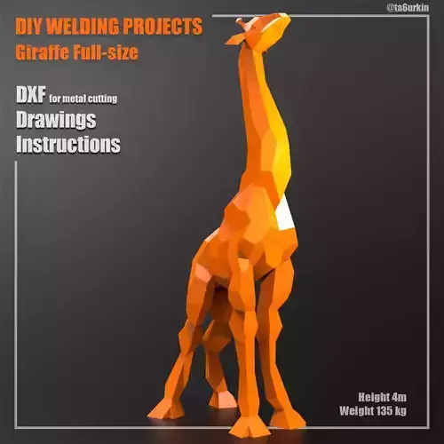Welding Project Plans Drawings Giraffe DXF PDF 3D model