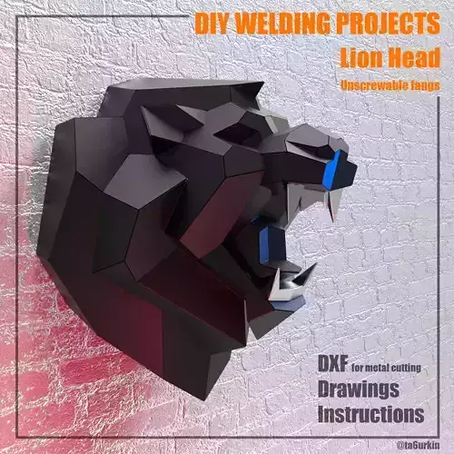 Welding Project Plans Drawings Lion Head DXF PDF