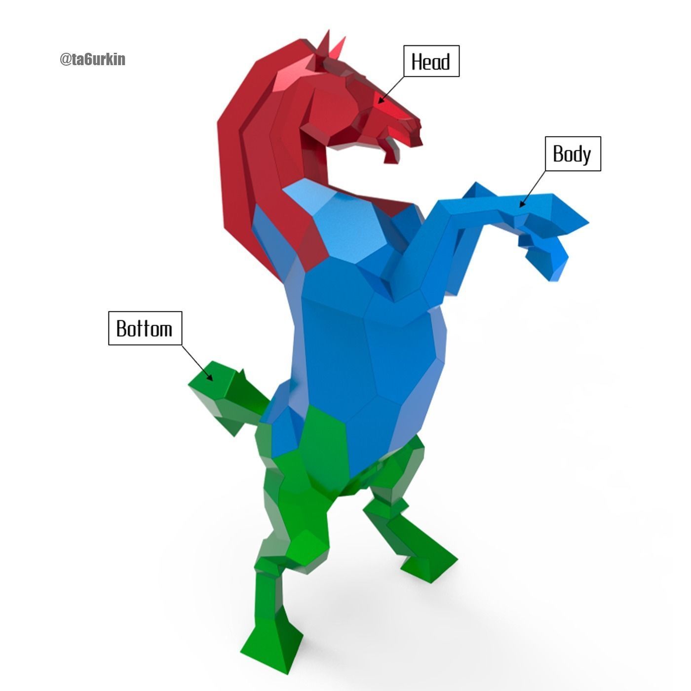 Welding Project Plans Drawings Horse DXF PDF 3D model_4