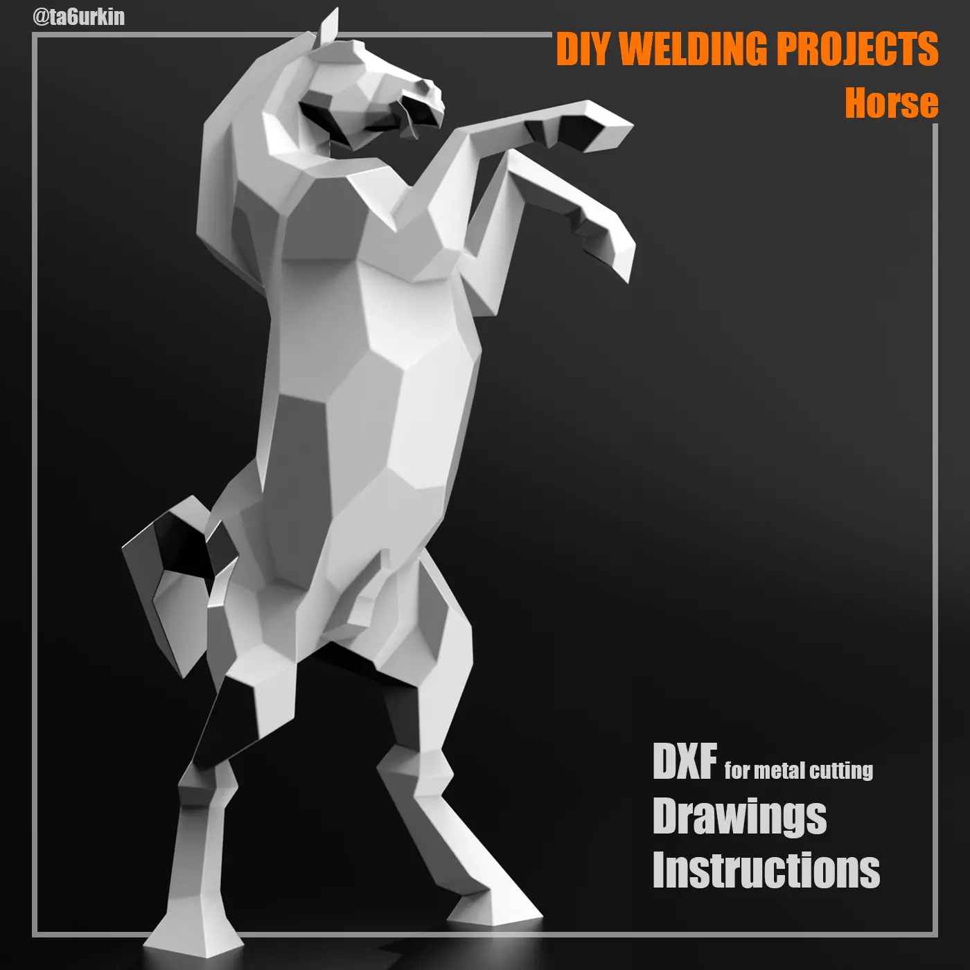 Welding Project Plans Drawings Horse DXF PDF 3D model_0