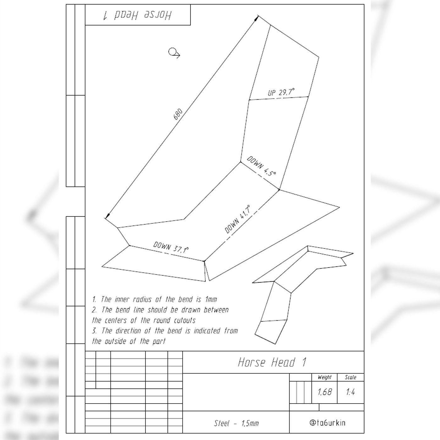 Welding Project Plans Drawings Horse DXF PDF 3D model_5