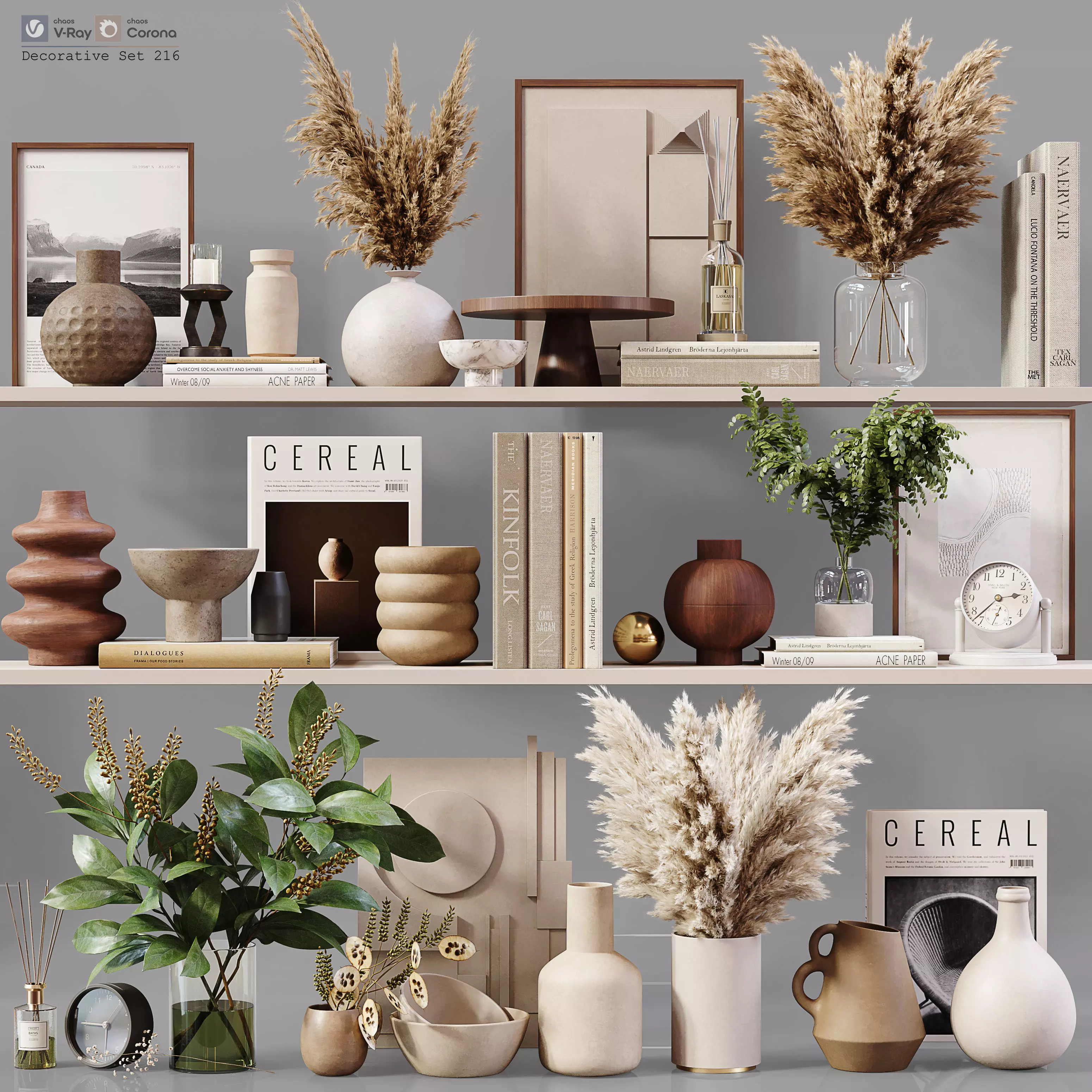 Decorative Set 216 Low-poly 3D model_0