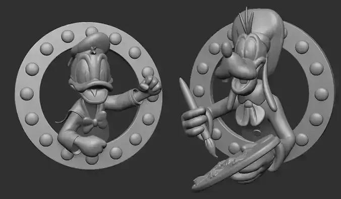 Disney Pack Duck Donald and Goofy Painter 3D print model