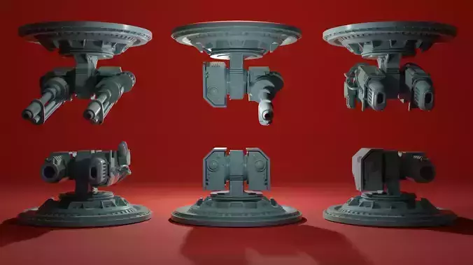 Sentry Gun Turret - Security Drone - Plasma Rocket Machine gun 3D print model