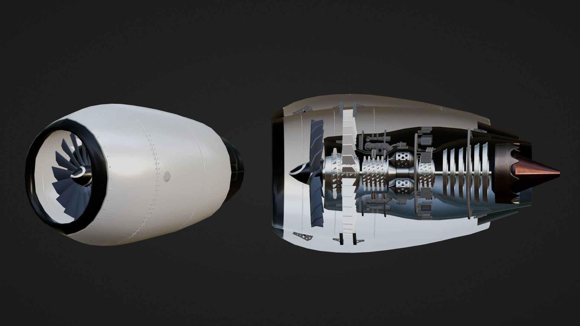 Realistic Engine - Turbofan Low-poly 3D model_6