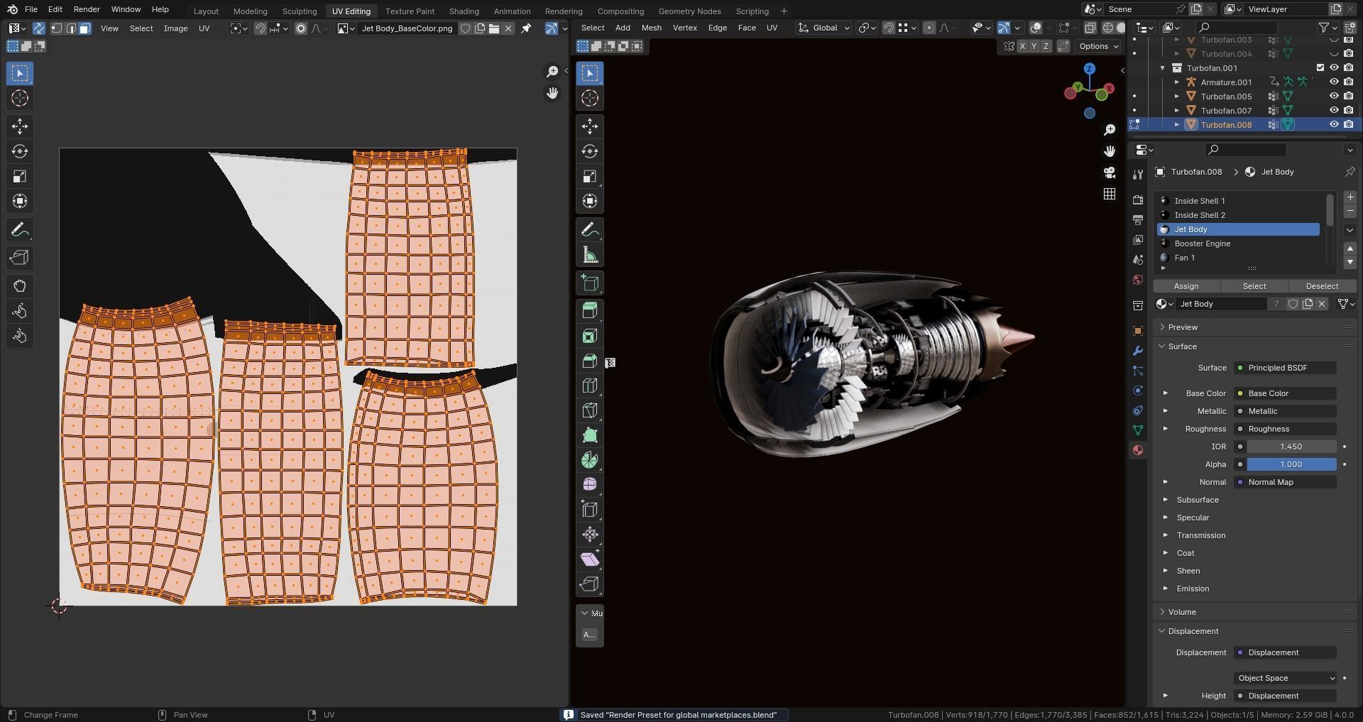 Realistic Engine - Turbofan Low-poly 3D model_10