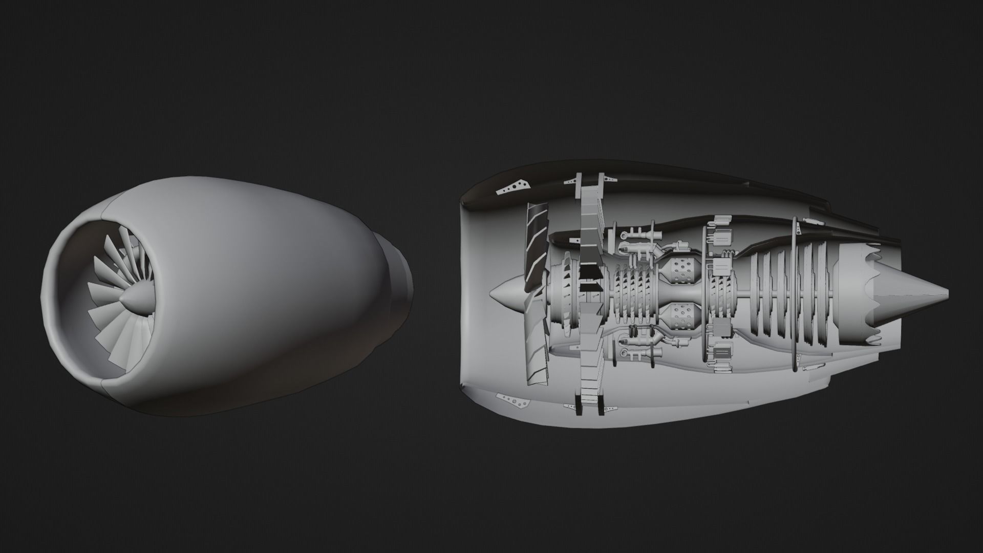 Realistic Engine - Turbofan Low-poly 3D model_9