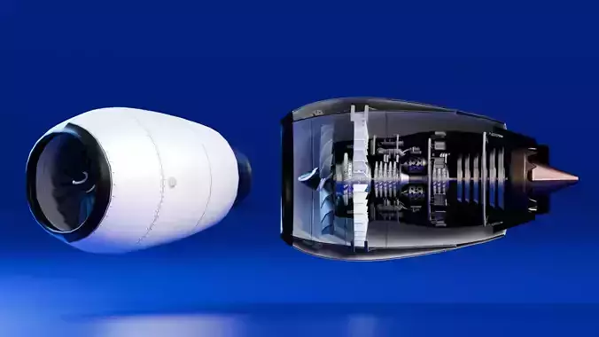Realistic Engine - Turbofan Low-poly 3D model