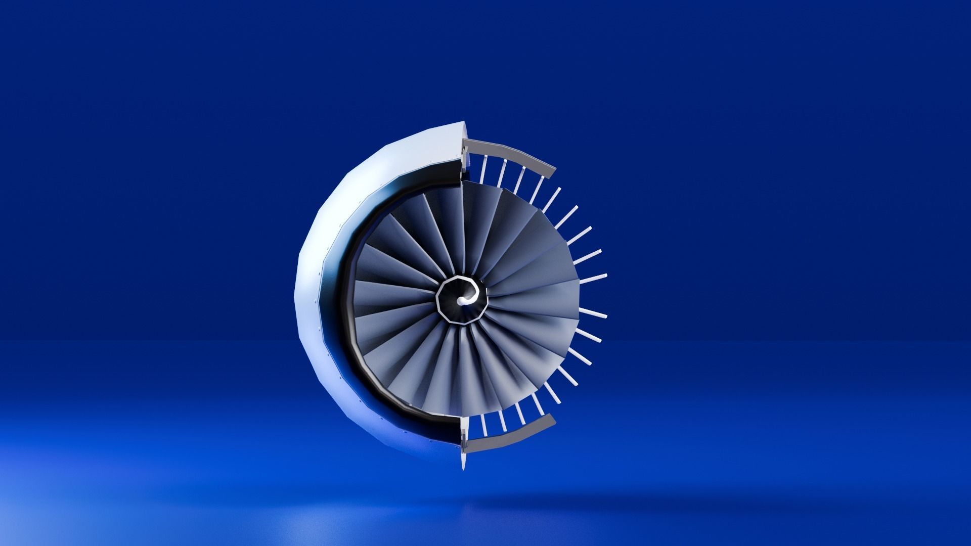 Realistic Engine - Turbofan Low-poly 3D model_3