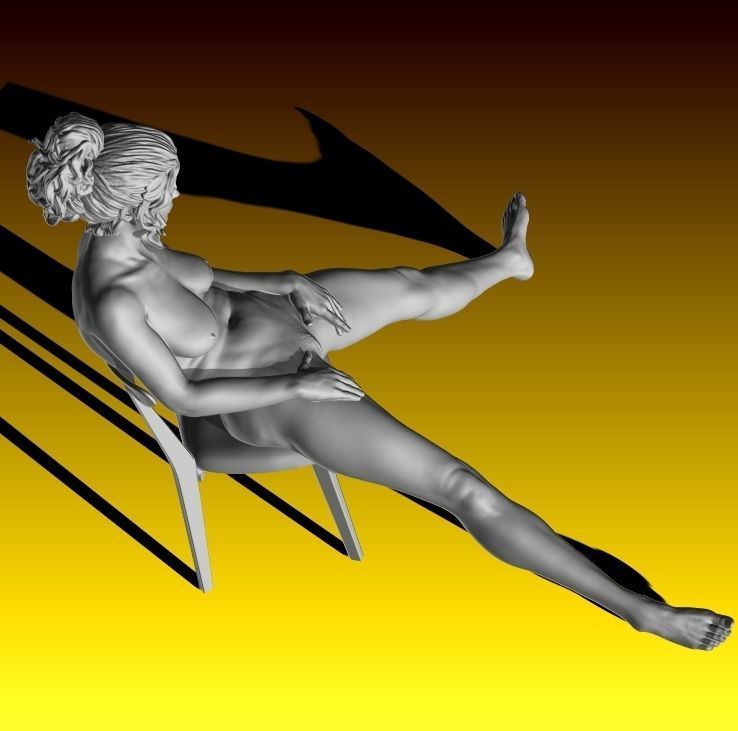 Chair nude female figurine for 3D printing 3D print model_5